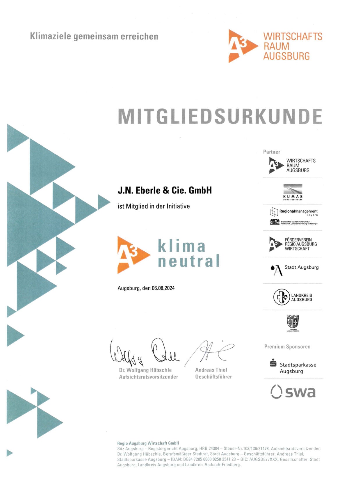 Eberle bei Initiative „A³ klimaneutral“ aktiv🌱⚙️ - J.N. Eberle & Cie.